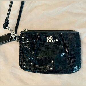 Coach Black Sequin Wristlet in Black